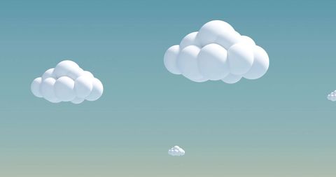 Cartoon Clouds Floating in Clear Sky Digital Illustration