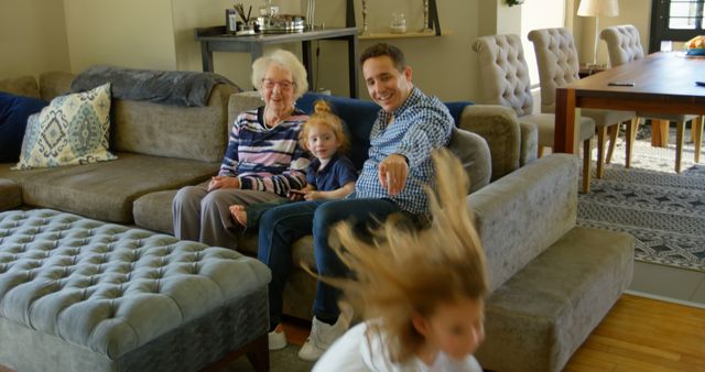 Happy Family Spending Time Together in Living Room - Download Free Stock Images Pikwizard.com