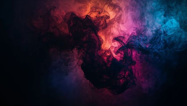 Abstract Mixed-Color Ink Plume in Dark Surroundings