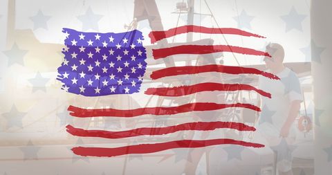 Overlay of American Flag on Harbor Walk