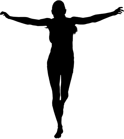 Transparent silhouette of woman spreading arms for confidence