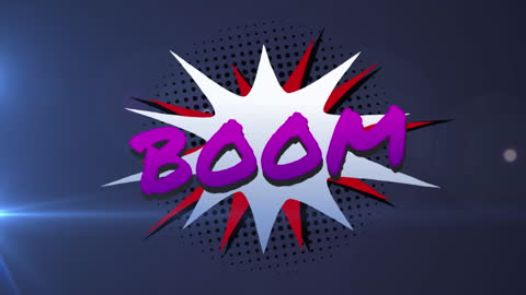Vibrant Boom Text on Dynamic Background