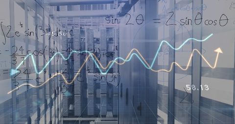 Graphs and Math Formulas Overlaying Server Technologie - Download Free Stock Images Pikwizard.com