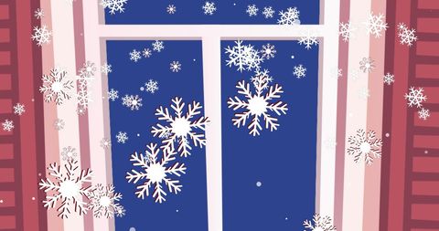 Falling Snowflakes on Winter Window Background