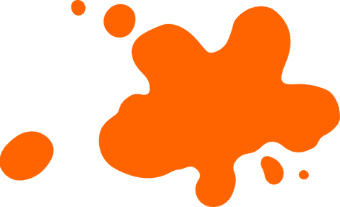 Orange paint splatter on transparent background