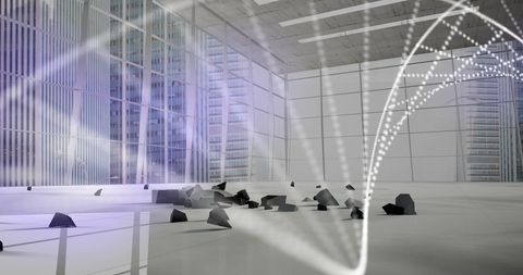 Spinning DNA Structure with Euro Symbol in Modern Office