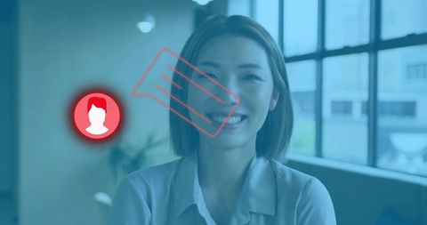 Smiling professional engaged in virtual communication