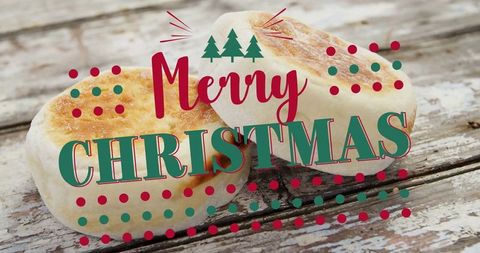 Rustic christmas toast with festive english muffins