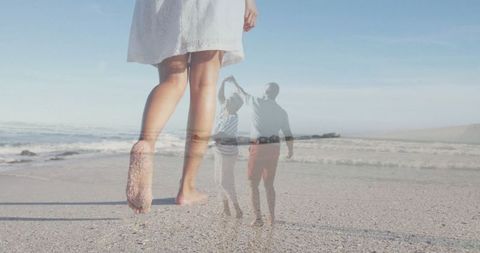 Romantic Beach Walk Amit Ocean Waves with Dancing Couple