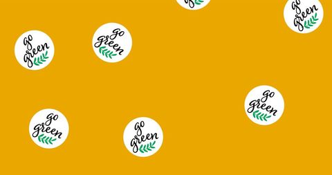 Go green stickers over vibrant yellow background