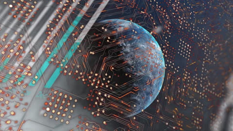 Digital Globe with Abstract Circuit Network