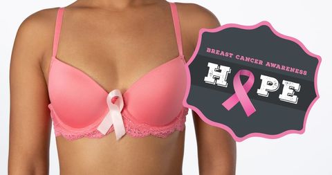 Breast cancer awareness symbol on pink bra