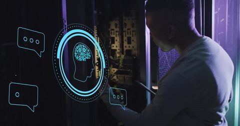 Server Technician Integrating AI Technology with Network Systems - Download Free Stock Images Pikwizard.com