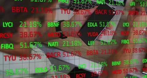 Stock Market Data Overlay with Businessman and Technology