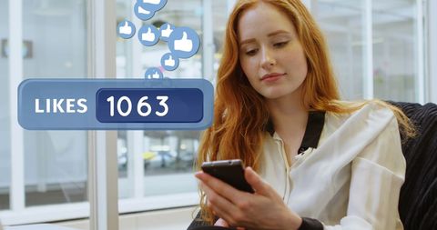 Young Woman Engaged with Smartphone Social Media in Office Environment - Download Free Stock Images Pikwizard.com