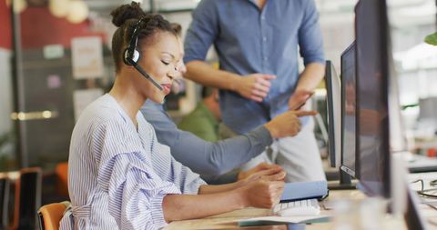 Multiracial Team Collaboration in Modern Office with Headsets - Download Free Stock Images Pikwizard.com