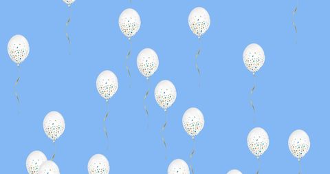 Floating Confetti Balloons on Vibrant Sky Background