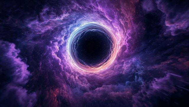 Radiant cosmic vortex in deep space with nebula clouds