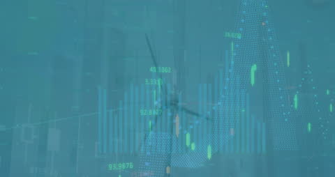 Wind Turbine Amidst Digital Data Transmission Visual