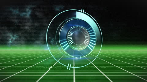 Hypnotic Clock Animation with Green Digital Background