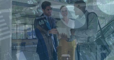 Diverse Business Team Analyzing Financial Graphs Digitally