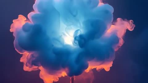 Billowing Luminescent Vapor Cloud Pulsing with Electric Blue Core and Ember Orange Rim