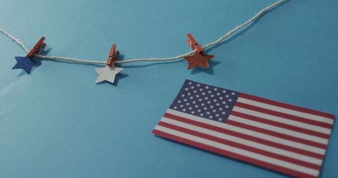 American Flag and Stars Hanging: Celebration Background