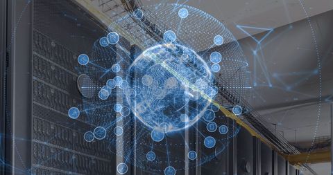 Digital Globe with Data Processing in Server Room Concept - Download Free Stock Images Pikwizard.com