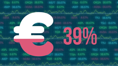 Euro Currency Symbol with Financial Data Processing Background