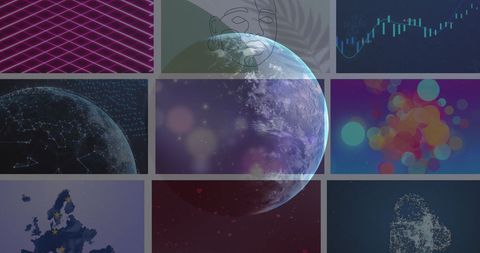 Digital interfaces and data visualizations over earth