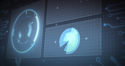 Futuristic Digital Interface with Data Analytics Animation