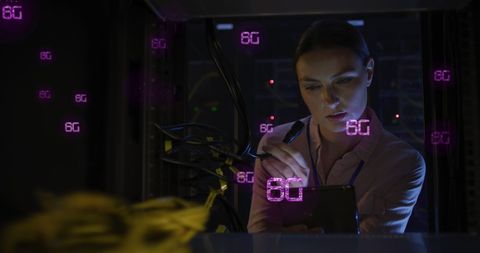 Female IT Technician Managing 60G Network in Data Center - Download Free Stock Images Pikwizard.com