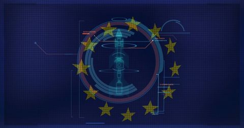 High-Tech EU Data Interface with Futuristic Design Elements