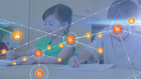 Connected Learning: Schoolchildren with Digital Network in Classroom