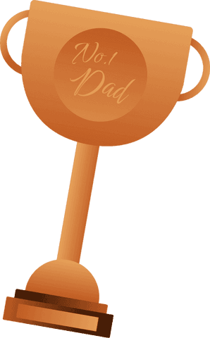 Number One Dad Golden Trophy in Transparent Background