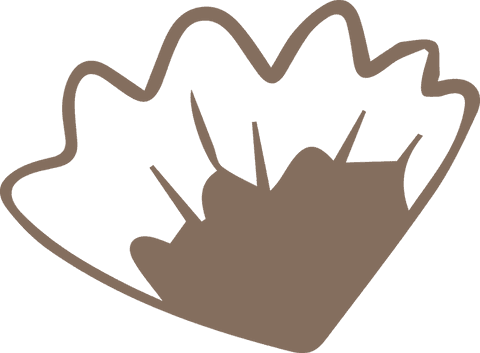 Abstract brown shape with jagged edges on transparent background