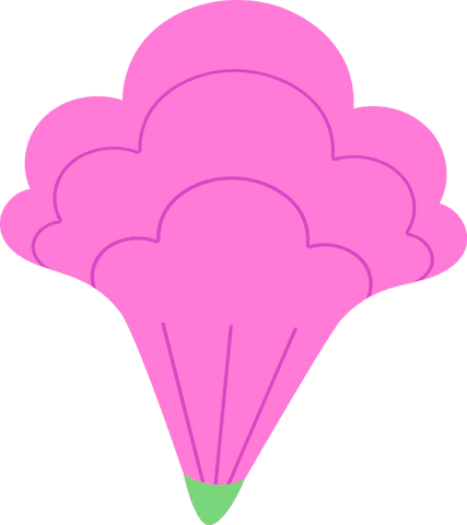 Vibrant transparent pink cloud with green tip