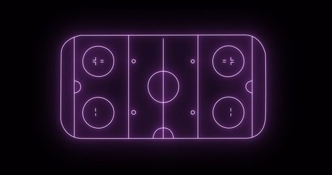 Neon Hockey Arena Illustration on Black Background