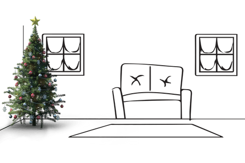 Hand drawn festive living room with transparent background - Download Free Stock Videos Pikwizard.com