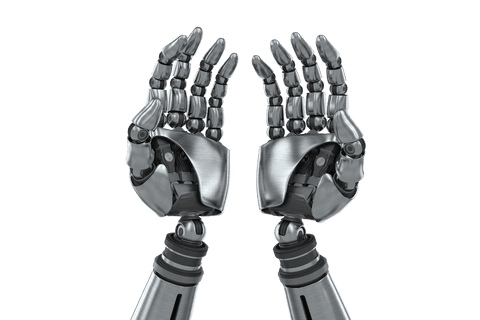 metallic robotic hands on transparent background illustration - Download Free Stock Videos Pikwizard.com