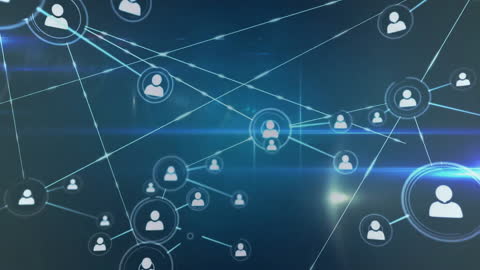 Digital Network Connecting People Through Icons and Lines