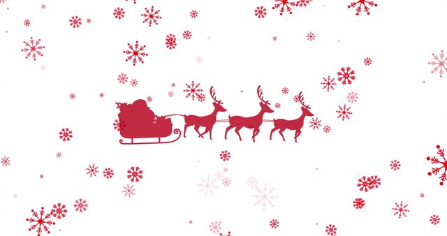 Santa's Sleigh and Reindeer in Festive Snowfall Silhouette - Download Free Stock Images Pikwizard.com