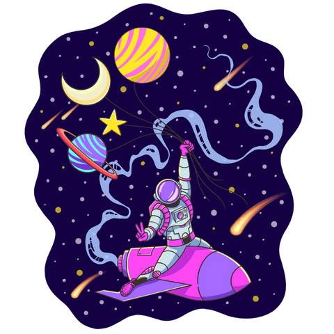 astronaut riding rocket with celestial balloons transparent - Download Free Stock Videos Pikwizard.com