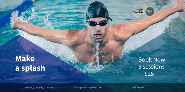 Focused Swimmer in Mid-Stroke During Training Session for Swimming Lessons Promotion - Download Free Stock Templates Pikwizard.com