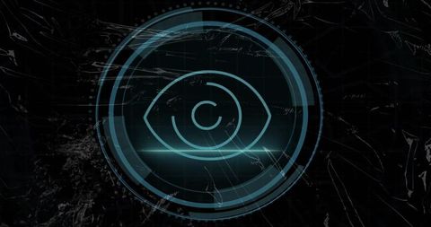 Futuristic Digital Eye Icon with Cyber Interface Elements