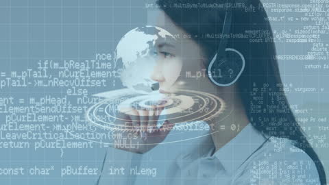 Innovative Businesswoman Engaging with Virtual Data Interface