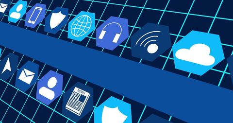 Digital Icons Grid with Bold Blue Interface - Download Free Stock Images Pikwizard.com