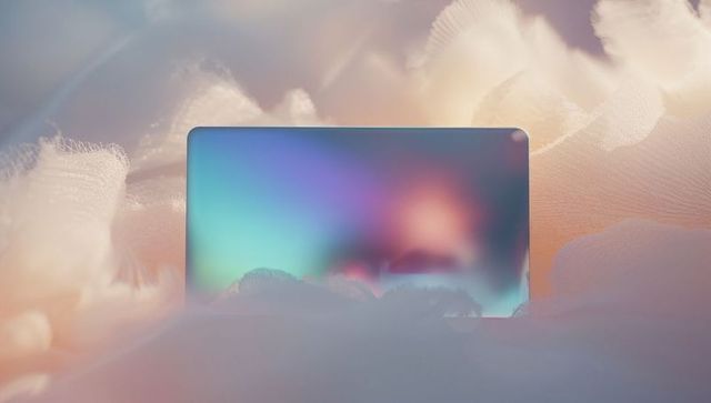 Futuristic rounded-corner device with dreamy soft-focus display