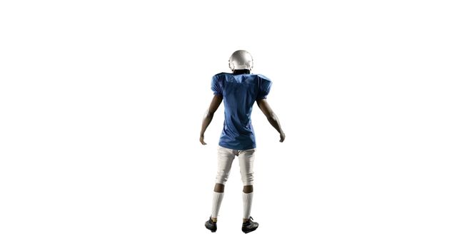 American Football Player Wearing Blue Jersey and Helmet on White Background - Download Free Stock Images Pikwizard.com