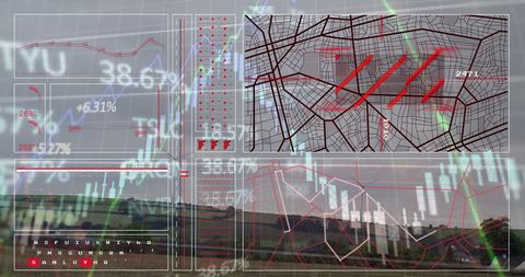 Digital Interface with Stock Market Data and Windmills - Download Free Stock Images Pikwizard.com